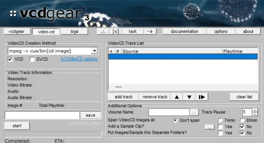 VCDGear - Video-CD tab